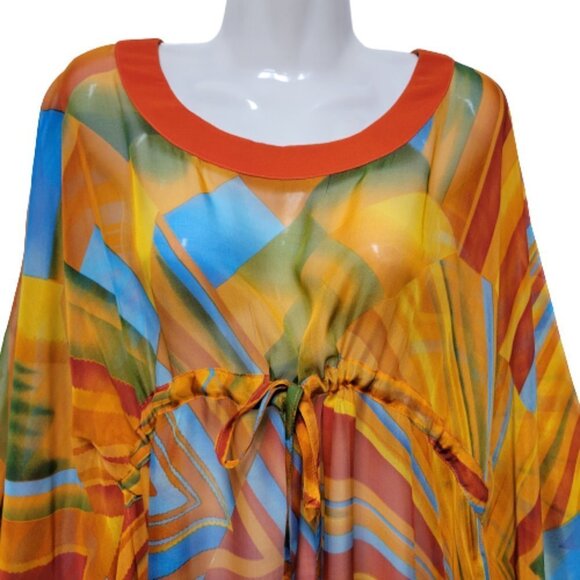 CUSTOM Made Silk Kaftan Multicolor Dress Caftan Tunic Silk Cover Up Silk Gown - Picture 9 of 14